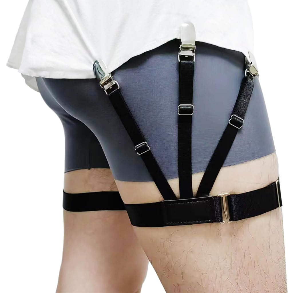 GUSTAVE Shirt Stays for Men with 3 Adjustable Elastic Clips for Formal Wear | 2Pcs Set