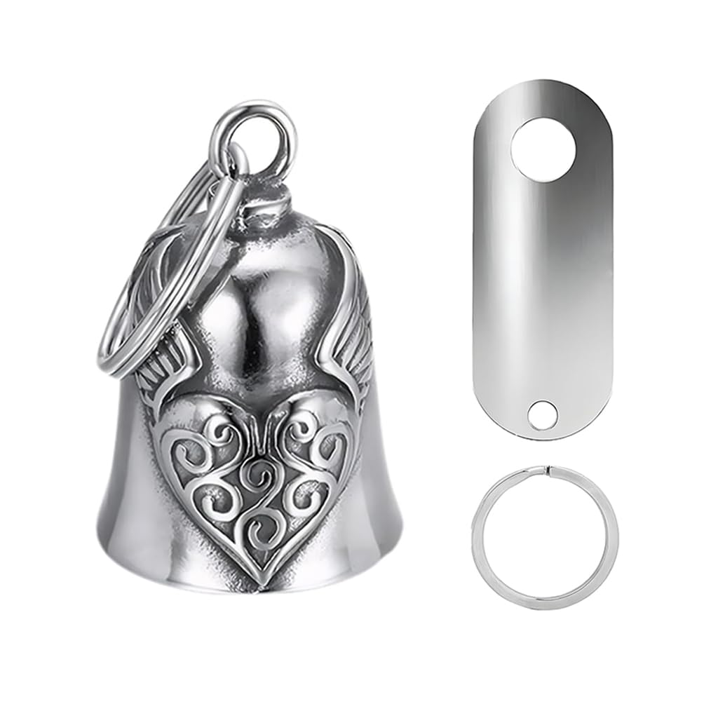 STHIRA Motorcycle Bell for Bikers with Angel Wing and Heart Design | Metal Alloy Lucky Charm Keychain