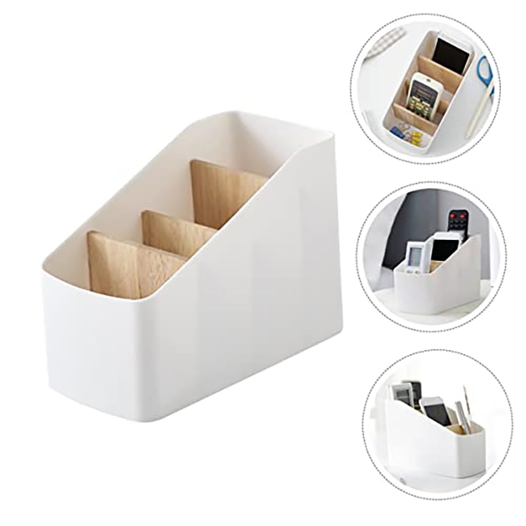 Zibuyu Storage Box Organizer for Desk and Home with 4 Compartments | White Plastic Design