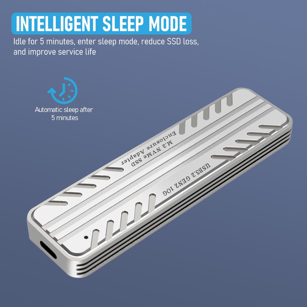 Zeitel M.2 NVMe SSD Enclosure for 2230–2280 Drives with 10Gbps USB-C and JMS583 Chipset | Aluminum Case for Windows Mac and Linux