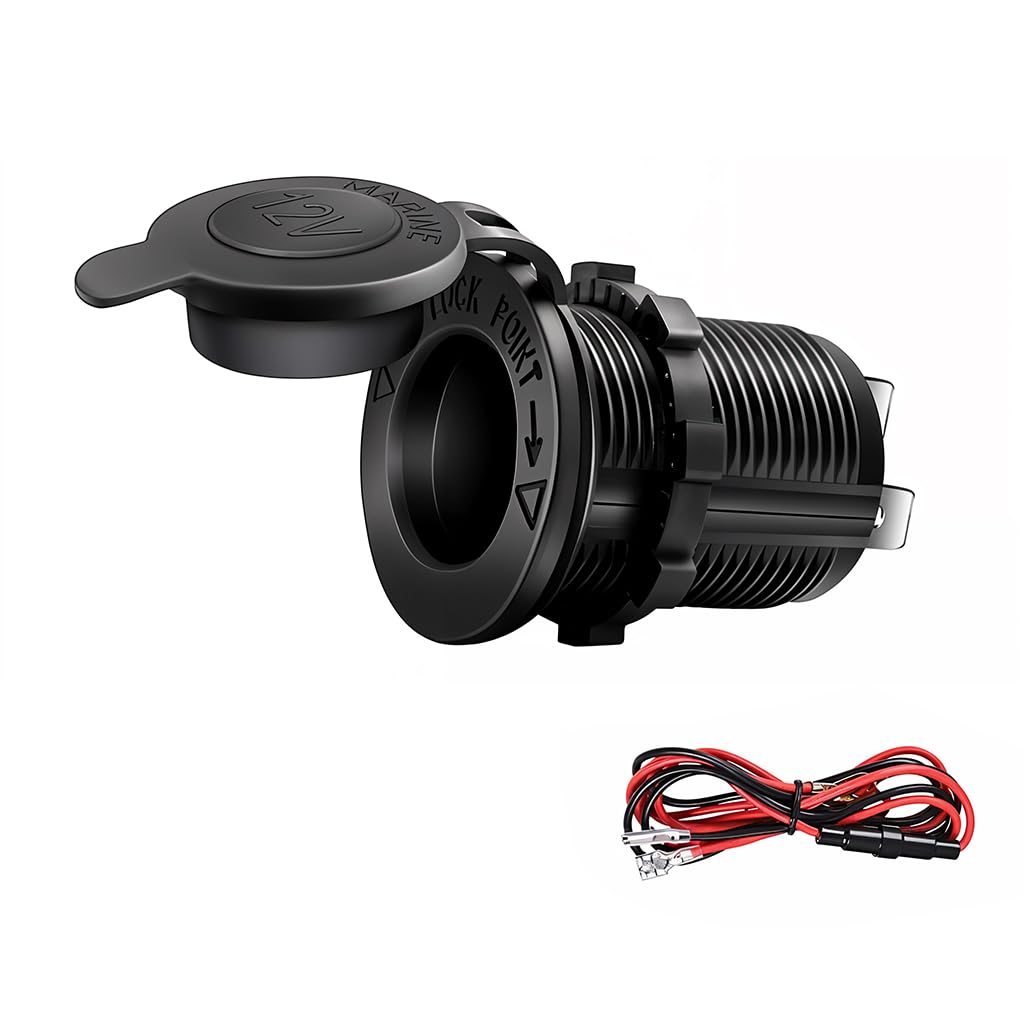 ZIBUYU 12V Cigarette Lighter Socket for Vehicle Repair with 3.3ft Wire and Protective Cap