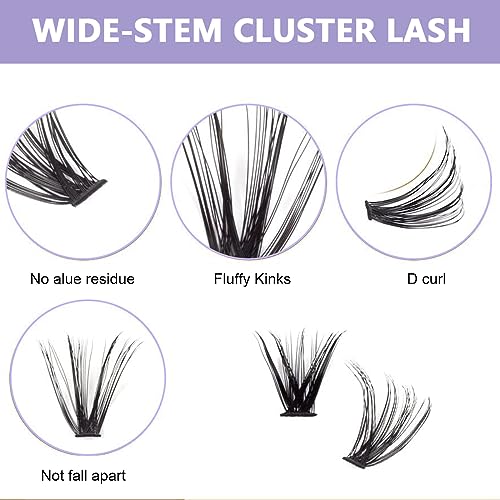 MAYCREATE® False Eyelash Extensions Kit, DIY 160pcs Eye Lashes Clusters, 11-12-13mm Mixed Natural Curl False Eyelashes for Women Girls Home Use Wispy Lash