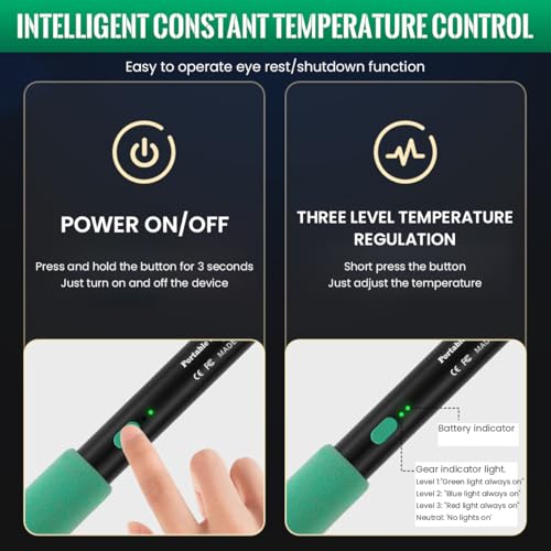 Serplex® Cordless Soldering Iron Kit with Toolbox 5V 15W Soldering Pen 260-450°C Adjustable Temperature 8s Fast Heat-up 650mAh USB with 3 Tips 2 PCS