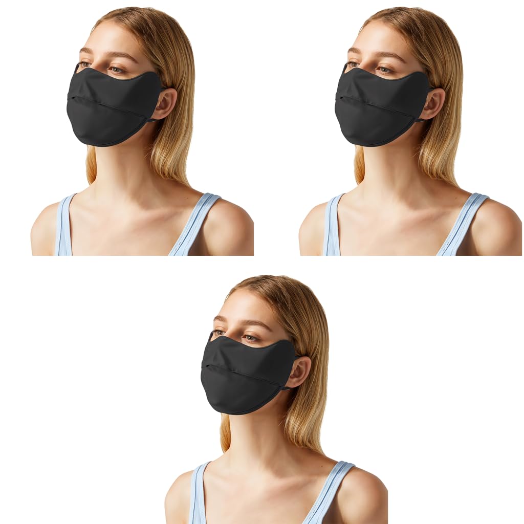 PALAY Sun Protection Face Cover for Women with Adjustable Ear Loops and Ice Silk Fabric | 3PCS Washable Outdoor UV Mask