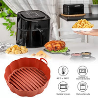 HASTHIP® Air Fryer Silicone Liner, Non-Stick Reusable Round Silicone Pot with Ear Handles, Air Fryer Oven Accessories, No Need to Clean the Air Fryer, Brown (Top: 7.5 inches - Bottom: 6.8 inches)