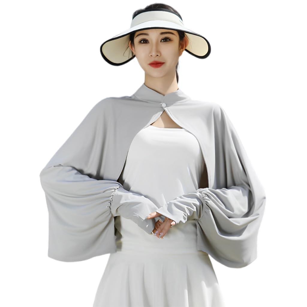 SANNIDHI® Women Long Sleeve Stand Collar Open Front Shrug Cardigan Sun Protection Shawl and Wraps Gymnastics Ballet Dance Tops