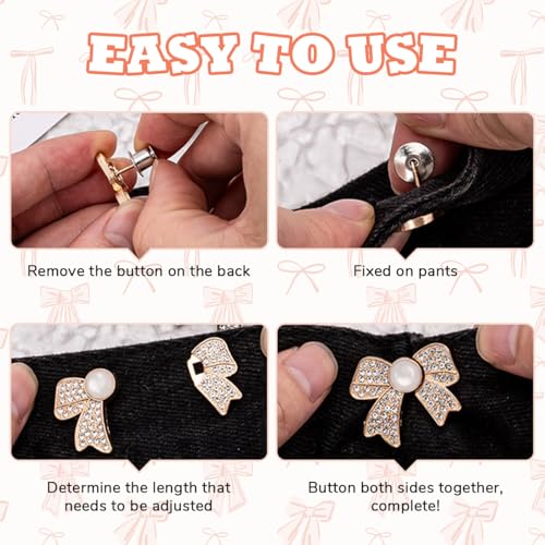 SANNIDHI® Pant Waist Tightener, 2 Sets Adjustable Pentacle Button for Jeans,Instant Removable Jean Buttons for Loose Jeans No Sewing Required Pant Clips Waist Tightener Button Pins Pants