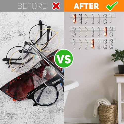 HASTHIP® Sunglasses Organizer 2 Pack, Wall Glasses Holder, Acrylic Sunglasses Display, Eyeglass Organizer for Multiple Glasses for Office & Home Decor, Unique Gifts for Husband, Women & Girls