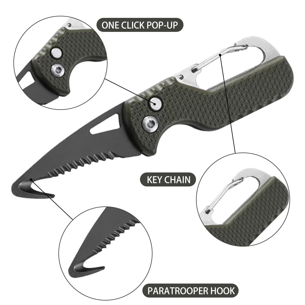 Proberos® Stainless Steel Pocket Multi-Tool Cutter, Bottle opener Hook-tipped Design with Mini Saw Blade, Mini Screwdriver, Light Weight & Durable Utility Portable Package Opener Knife