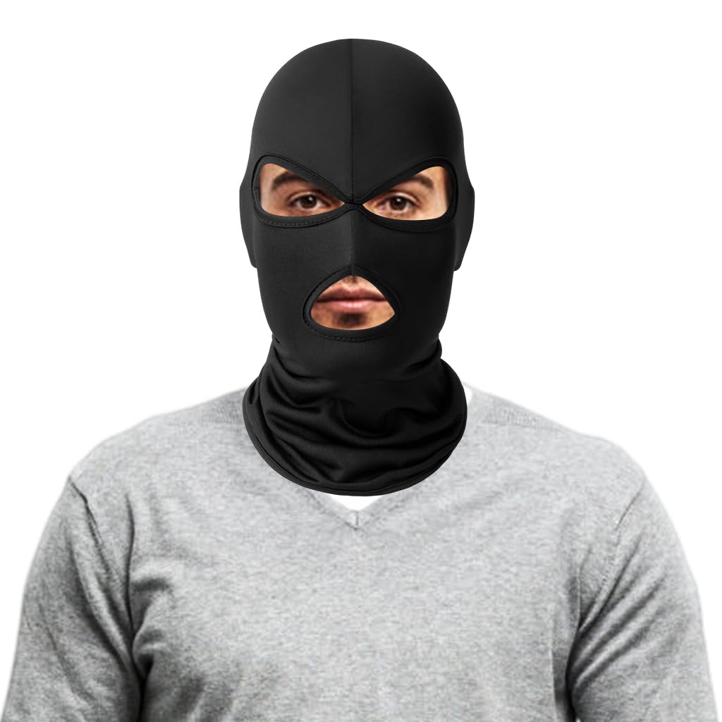PROBEROS Full Face Mask for Cycling and Skiing with Breathable Lycra Fabric | Black Balaclava for Men and Women