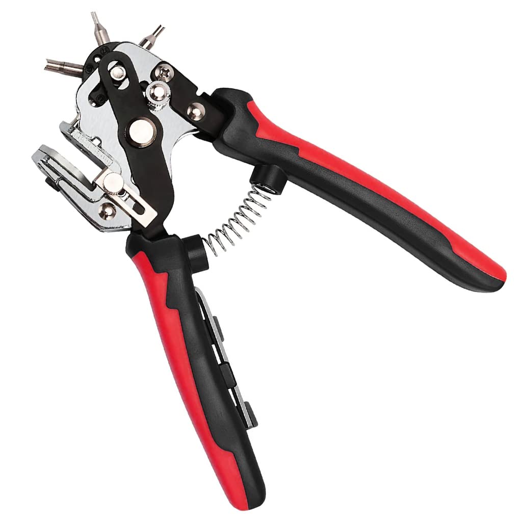 Serplex Leather Hole Punch Tool for DIY Belts and Crafts with 6 Bits and V Shaped Pin Design