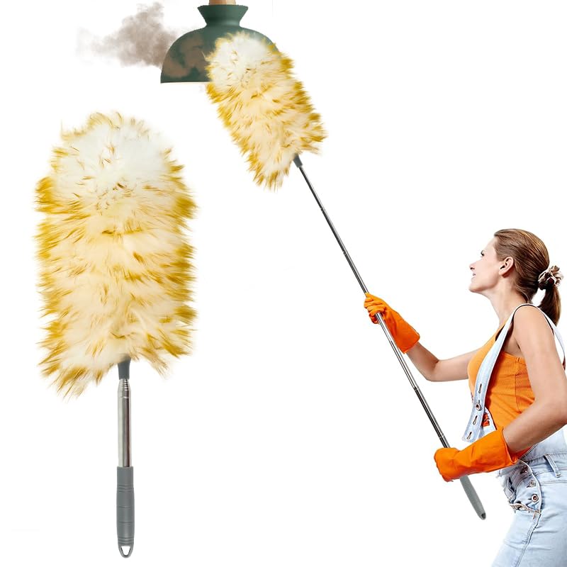 Supvox Telescopic Duster for Ceiling and Home Cleaning with Static Cling Wool Head 55 in