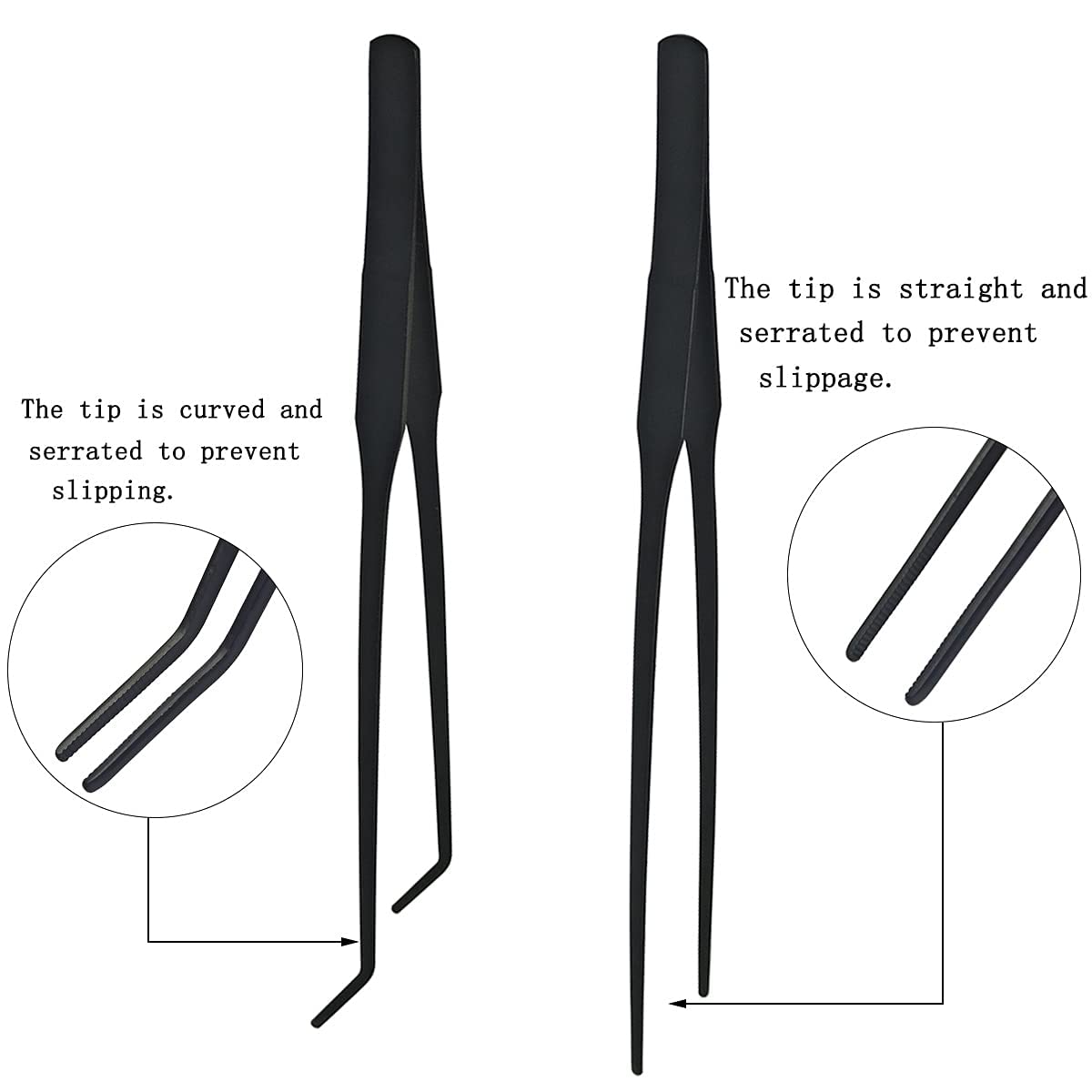 Qpets Aquarium Aquascaping Tools for Fish Tank with Pointed and Curved Tweezers 27cm Stainless Steel Set