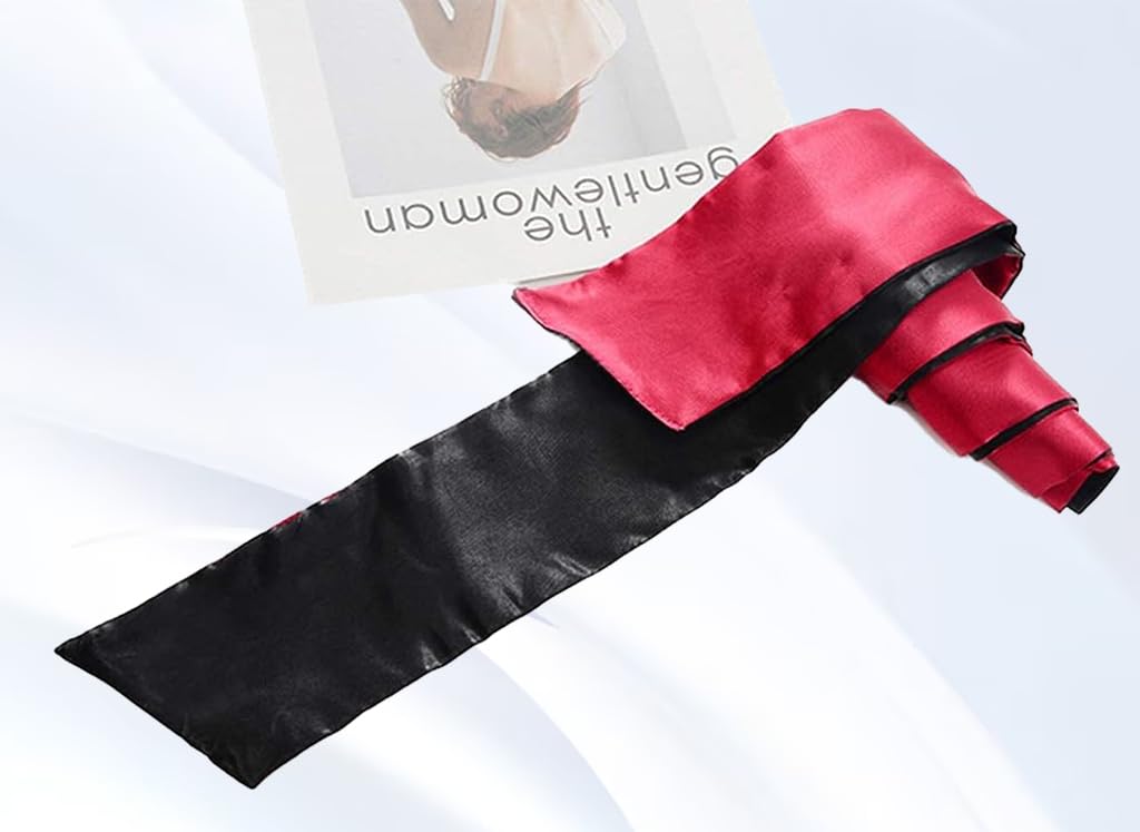 ZIBUYU Ribbon Eye Cover for Party and Game Night featuring 59 inch Satin Reversible Design | Red