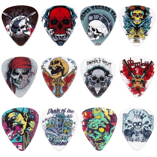 ZIBUYU® 12Pcs Guitar Picks PVC Guitar Picks 1mm Medium- Heavy Picks Rock and Roll Bizarre Aesthetics Picks Guitar Picks for Bass Electric Guitar Acoustic Guitar