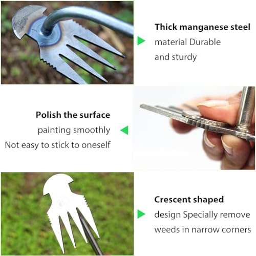 HASTHIP® Weeder Hand Tool, 14.1 Inches Short Garden Weeding Tool Steel 4-Claws Weeder Hand Tool, Portable Weed Puller, Manual Weed Puller for Lawn, Garden, Plant Pot, Vegetable Fields