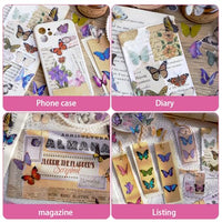 HASTHIP® 240Pcs Butterfly Stickers - 6 Styles Butterfly Nature Aesthetic Stickers, Butterfly Nature Aesthetic Journaling Scrapbook Stickers for Card Making Bullet Junk Journal Planner Craft Supplies