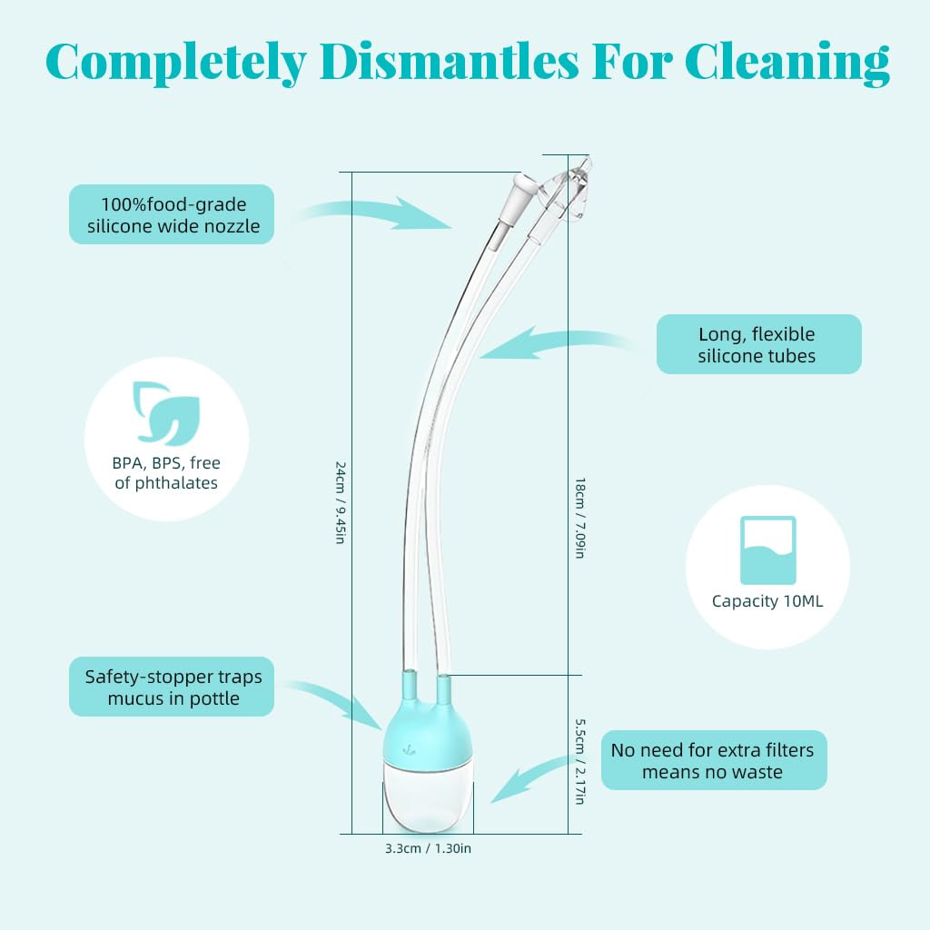 SNOWIE SOFT Nasal Aspirator for Baby with 15ml Transparent Chamber and Soft Silicone Tip | Easy Clean Newborn Nose Cleaner