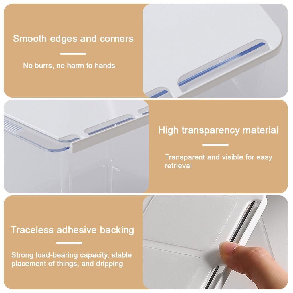 HASTHIP Under Desk Drawer Organizer for Bathroom and Office with No Drill Adhesive | Transparent 3.14 x 4.7 x 3.14 in Pull Out Storage Box