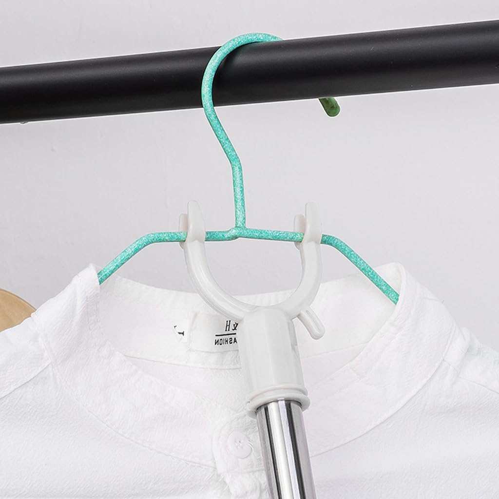 HASTHIP Retractable Clothesline Pole for Laundry with Zinc Alloy Prongs 32.6–56.2 in Adjustable Stainless Steel Rod Grey