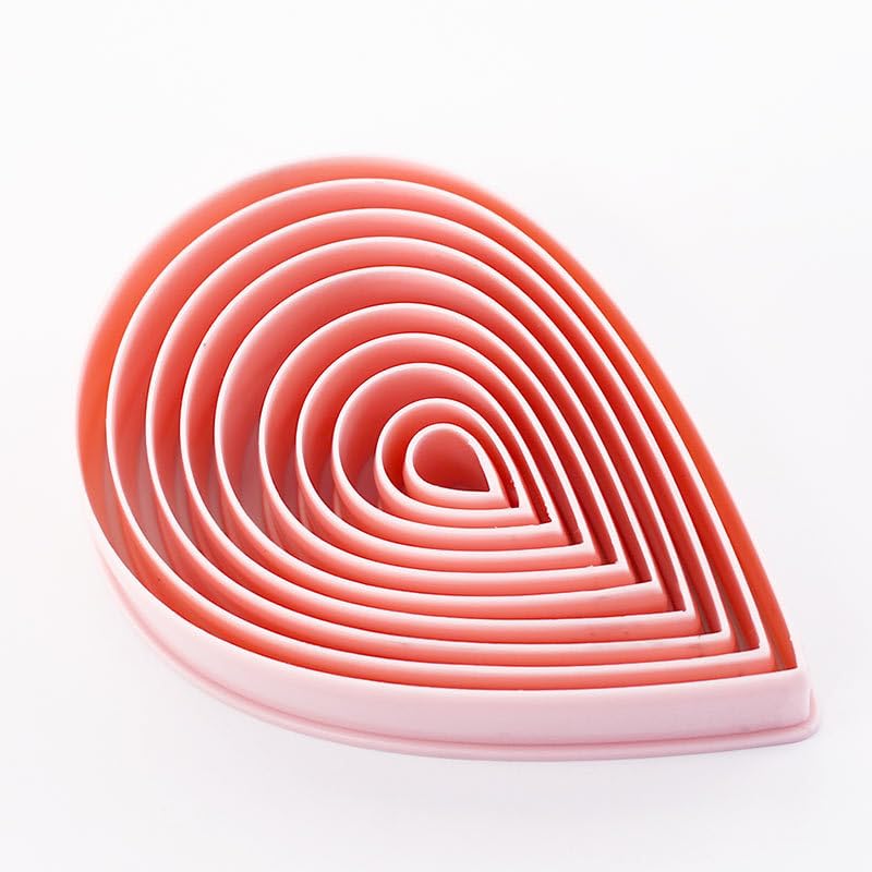 Supvox® Water Drop Shape Plastic Plain and Fluted Round Cookie Cutters, Multi-Colour, Set of 10