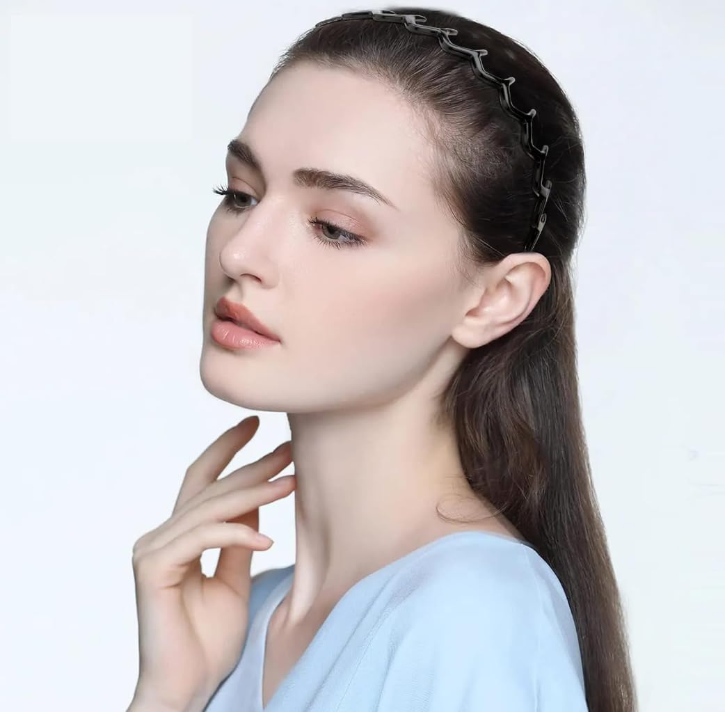 ZIBUYU hairband for women with shark tooth design and non slip resin build | 2 pieces set