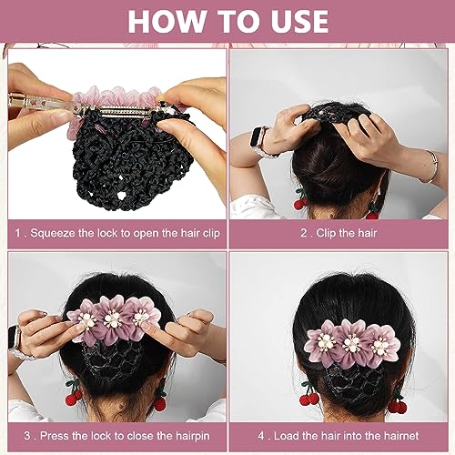 MAYCREATE® Hair Bun Accessories for Women, Flower Hair Snood Net, Stylish Pearl Mesh Bun Maker for Hair, Hair Bun Cover Hairnet for Daily, Work, Dancer 3 PCS