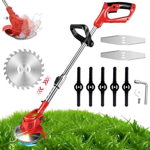 ORTIZA® Garden Electric Weed Eater - 24V Electric Cordless Grass Cutter/Brush Cutter Machine - Retractable Grass Trimmer with Blades - Electric String Trimmer for Garden & Lawn (No Battery/Charger)
