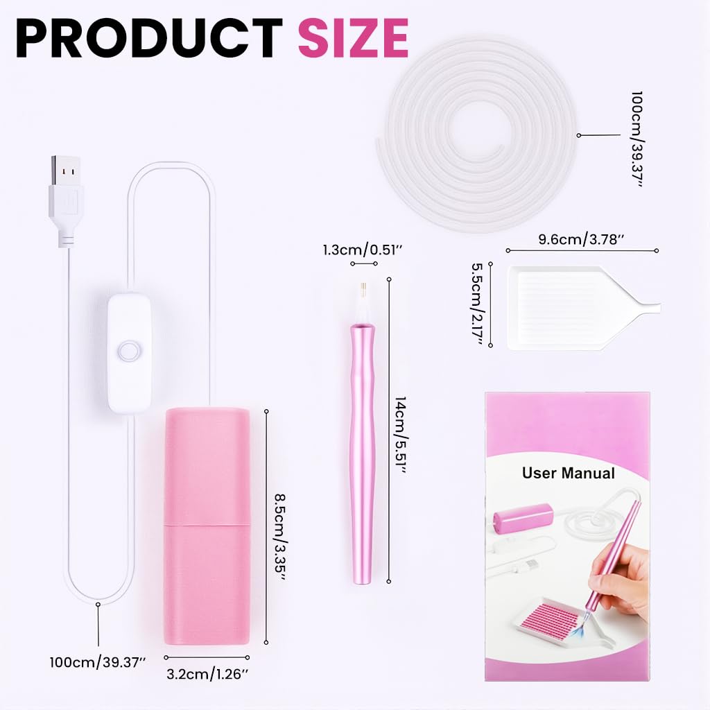 PATPAT Electric Diamond Painting Pen for Easy Diamond Picking with USB Power and Suction Function | Integrated Switch Controller for Seamless Diamond Art Crafting