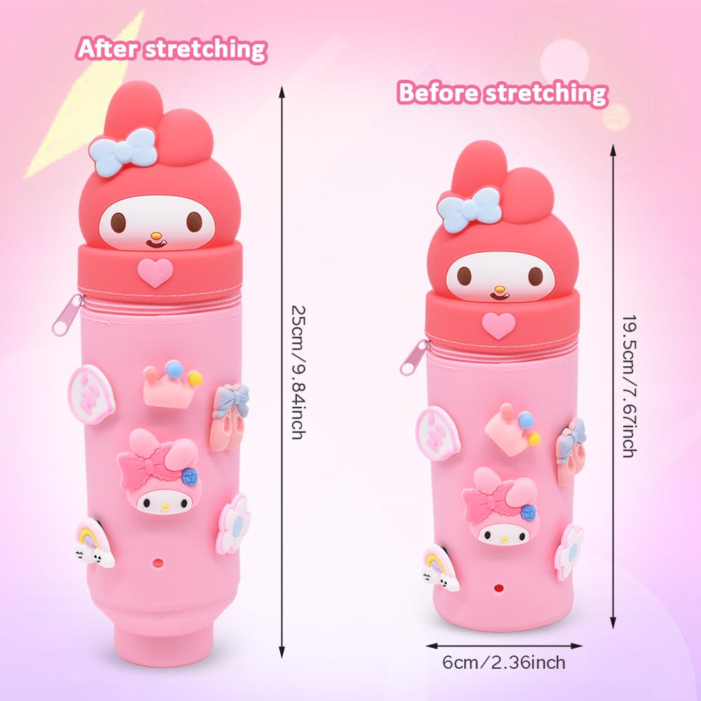 PATPAT Pencil Pouch for School Use with Multi Hole Design and Silicone Material | Cute Pink Gift for Girls
