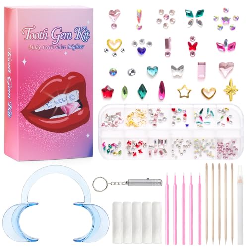 MAYCREATE® Y2K Trendy Crystal Tooth Gem Kit DIY Crystals Jewelry Teeth Gems Kit, Professional Fashionable Teeth Jewelry Starter kits, Safe & Easy Application (no glue)