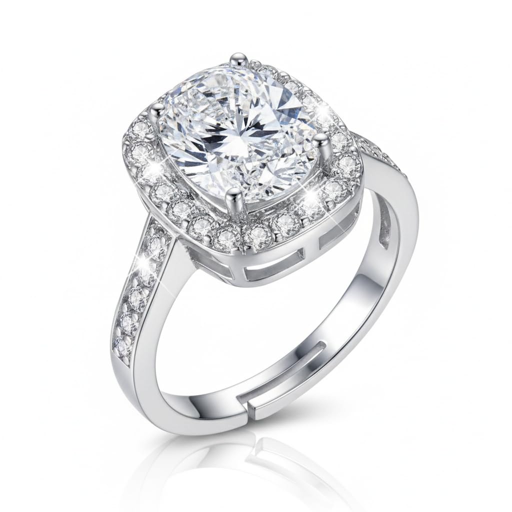 Zibuyu Diamond Ring for Daily Wear featuring 2 Carats Round Zircon Open Adjustable Design