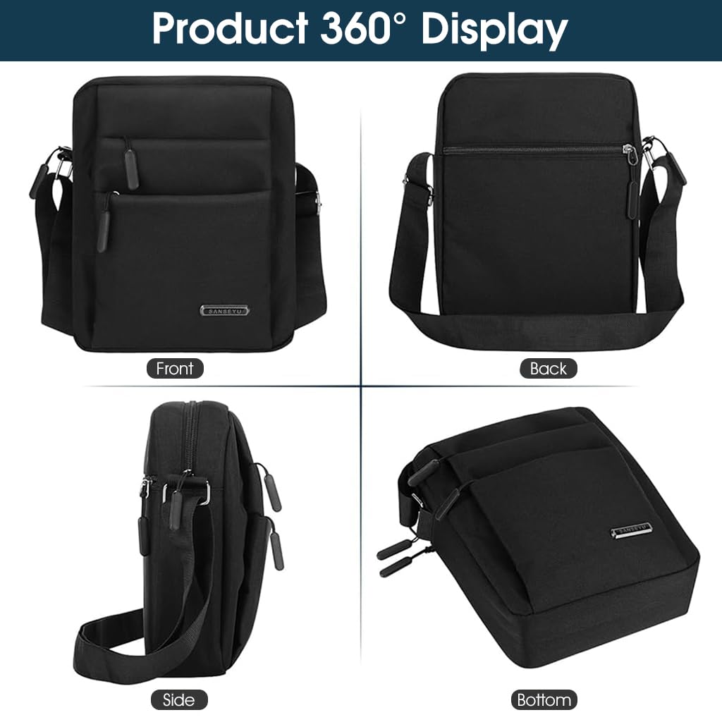 GUSTAVE Sling Bag for Men, Crossbody Bags Men, Fashion Nylon Chest Bags for College, Outdoor Travels and Business Daily Use For Men, Black