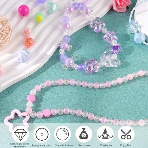 SANNIDHI® Beads for Bracelet Making Kit Assorted Cute Jewellery Set Color Flower Butterfly Stars Heart Bow for Women Girls DIY Phone Charms Crafts 3 PCS