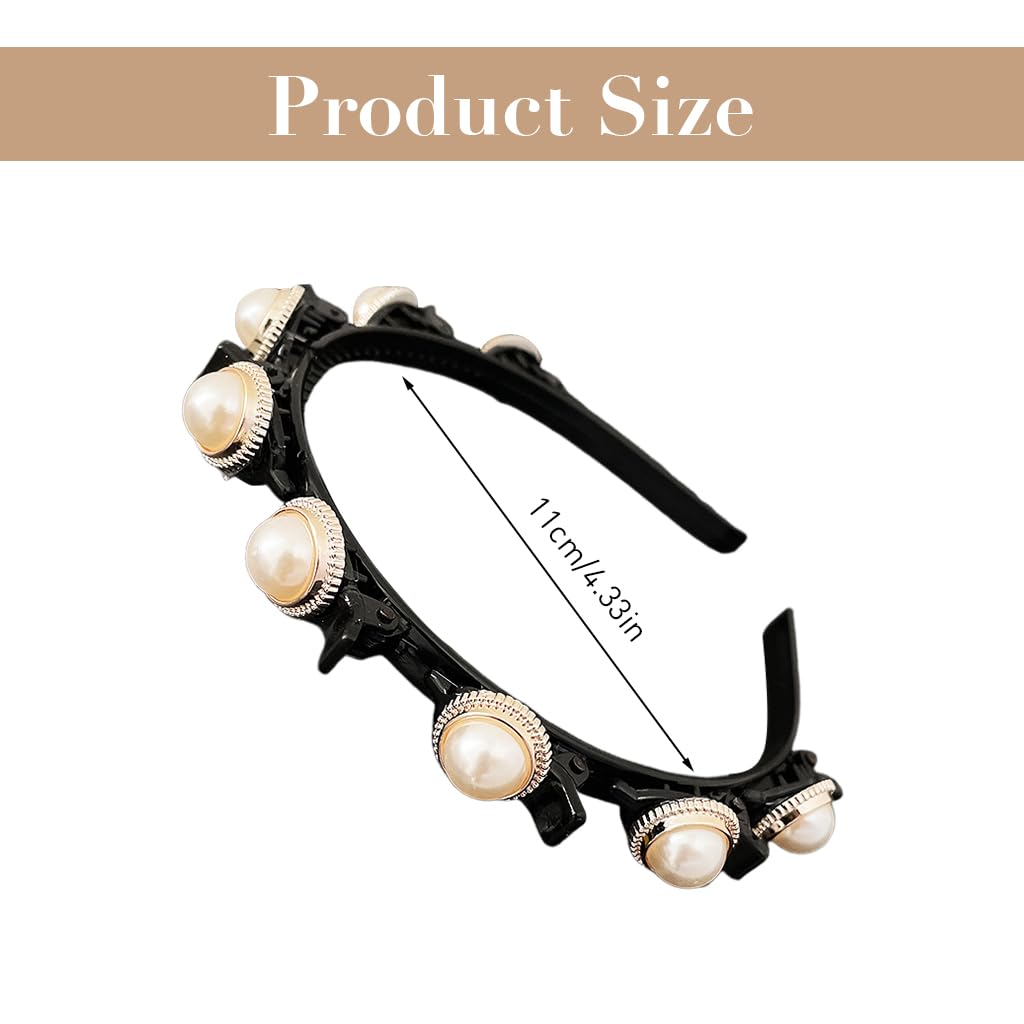 Venzina Double Layer Twist Plait Headband Set featuring 8 Claw Clips for Women and Girls