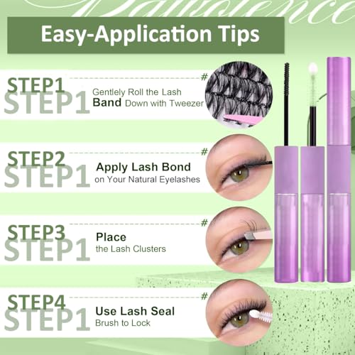 MAYCREATE® False Eyelash Kit, Individual Lashes, 3D Effect Individual Melt Flare Lash Cluster VolumeNatural Lashes Set Waterproof For Women