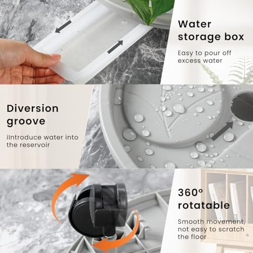 HASTHIP® 2Pcs 26cm Plant Pot Stand with Wheels,Thicken Heavy Movable Round Plant Caddy and Multipurpose Trolley for Pot,Cylinder