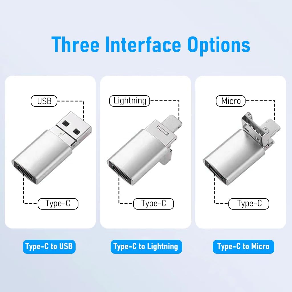 Zeitel Multi OTG Adapter for iPhone and Android with 30W Fast Charging | Aluminum Alloy Plug and Play Converter