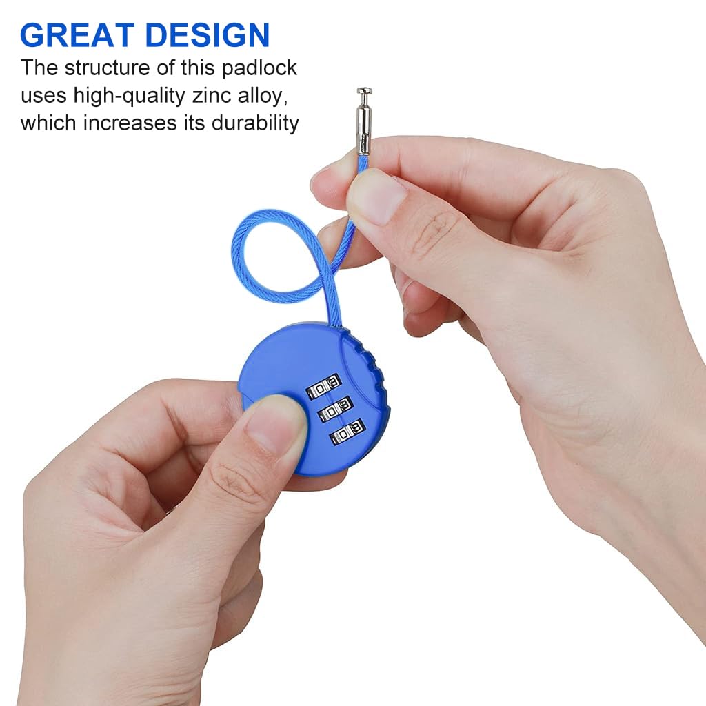 HASTHIP Combination Lock Padlock for Luggage and Locker with 3 Digit Code | 2Pcs Zinc Alloy Black&Blue