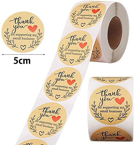 HASTHIP® 500pcs 2inch Thank You Stickers Labels for Elegant Floral Adhesive Packaging Sticker Roll Scrapbook Gift Paper Labels for Christmas Craft Card Making