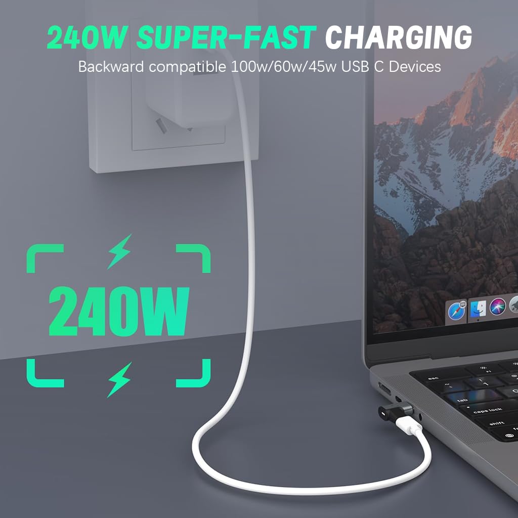 ZORBES USB C Magnetic Adapter with 240W Fast Charge and 90 Degree Breakaway | 40Gbps Data and 8K 60Hz Video Support