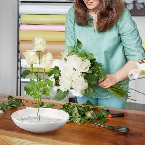 HASTHIP® 4PCS Round Floral 2.76 Inches Ikebana Flower Arrangement Tray with Suction Cup Flower Stem Holder Plastic for Summer Activity Wedding Decoration