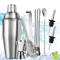 HASTHIP® Cocktail Set 8Pcs Cocktail Shaker Set Drink Mixer, 304 Stainless Steel Portable Bartender Kit with Cocktail Shaker 26oz, Mixing Spoon Bar Accessories for Home Bar Beginner Bartenders