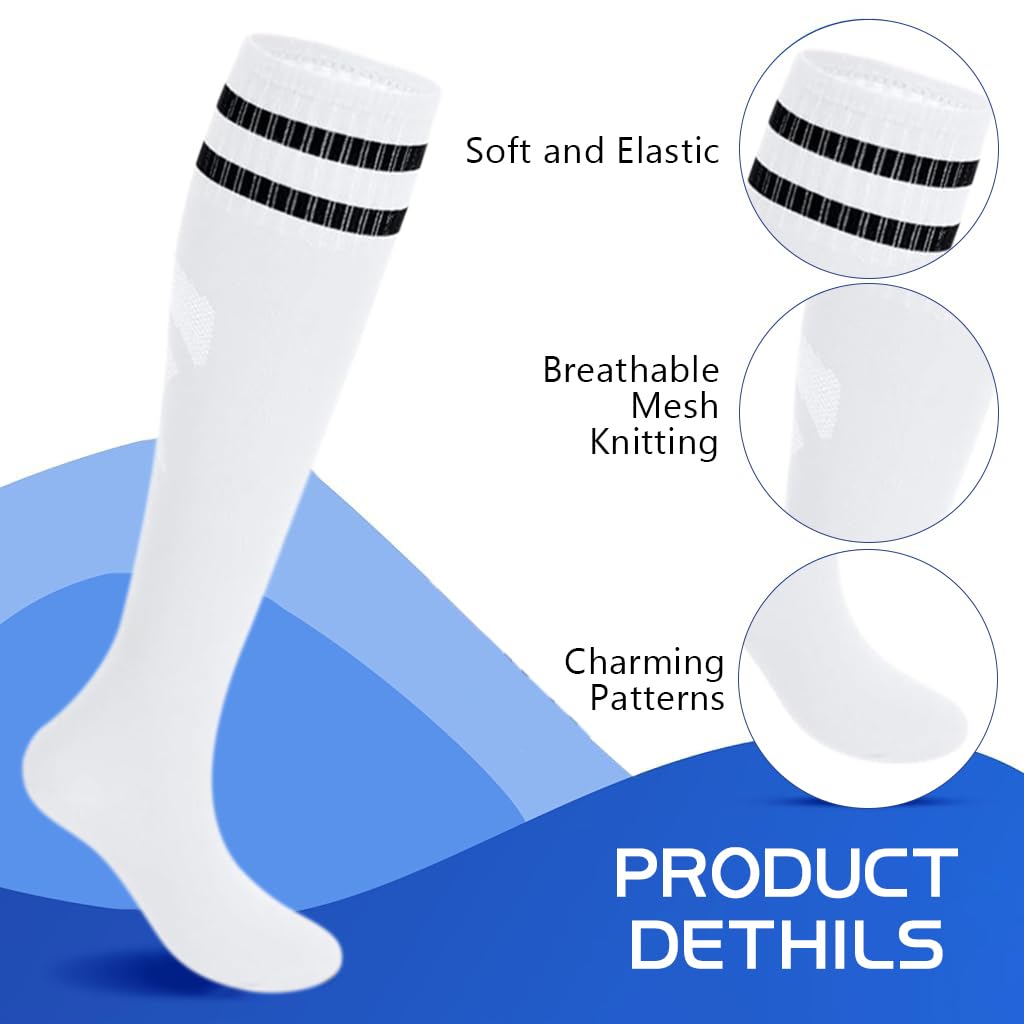 Proberos Football Sport Compression Sock Shin Guards Set for Kids 8–18 with Anti Slip Design and 14 in Knee High Fit