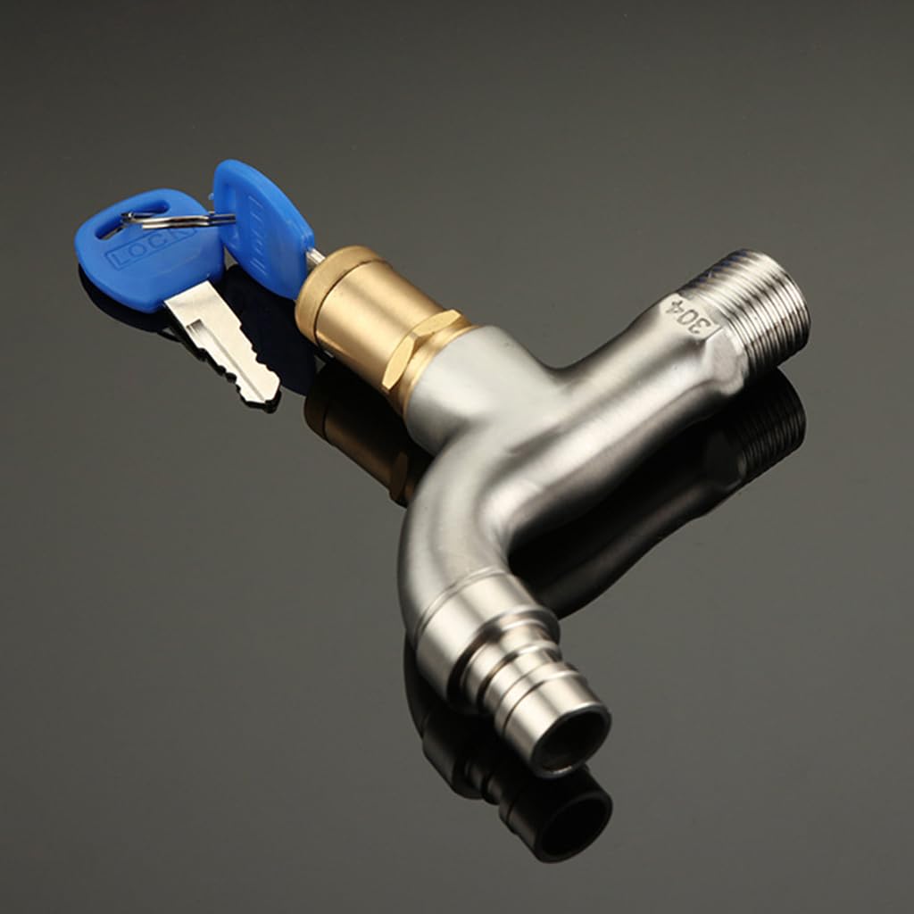 HASTHIP Washing Machine Tap for Bathroom and Kitchen with 1/2 inch Thread Copper Lockable Faucet | Chrome-Plated Metal