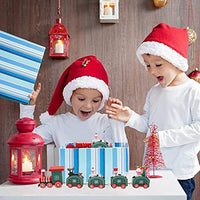 PATPAT® Wooden Christmas Train Toy Christmas Joy Train Toys Christmas Decoration Items for Living Room, Table, Window Platform 4 Train Carriages Christmas Gift Toy for Kids Boys Girls