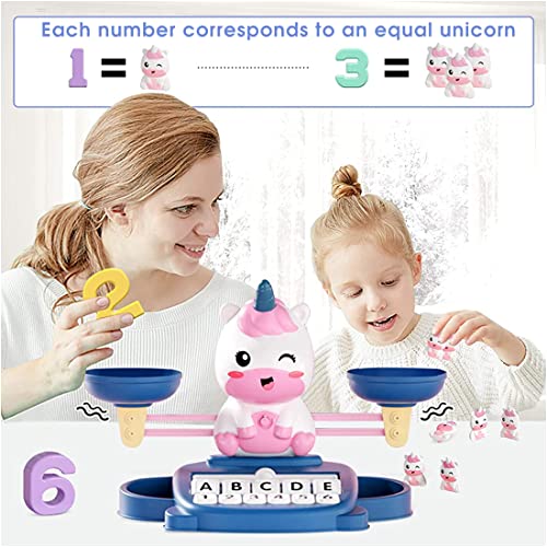 PATPAT® Unicorn Balance Toy,Spelling Games for Kids,Brain Games for Kids with Flash Cards,2 in 1 Upgarde Matching Letter and Balancing Toys Montessori Educational Toys for Boys and Girls 3-8