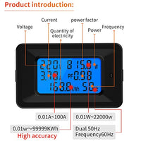 STHIRA® Digital Energy Meter 4.4KW 20Amp 110-250V AC Current Voltage Amperage Power Energy Panel Meter with Blue Back Light Power Meter