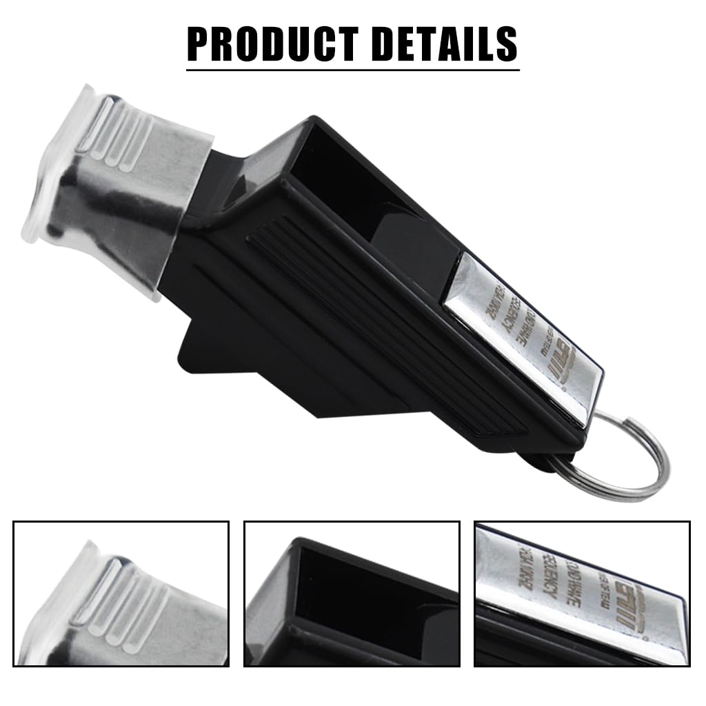 Proberos Sports Whistle for Coach and Referee with Lanyard and Metal Keychain 2.75×2×0.6cm Black