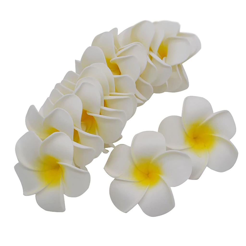 ZIBUYU Artificial Flowers for Home Decor and DIY Crafts with 20pcs 6cm Foam Frangipani | White Floating Style